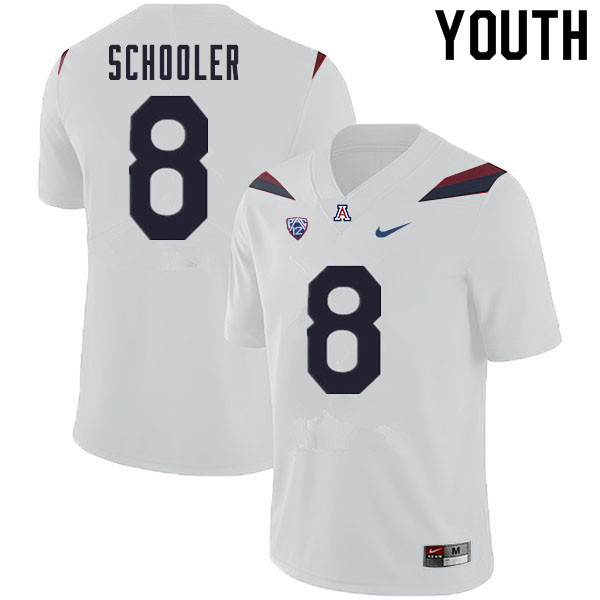Youth #8 Brenden Schooler Arizona Wildcats College Football Jerseys Sale-White - Click Image to Close